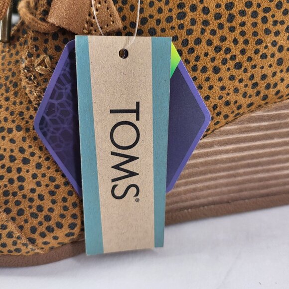 Women's Toms Tan Mini Cheetah Suede Wedge Booties With Ortholite Foam Size 7.5 N - Picture 3 of 10